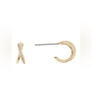 NORDSTROM RACK Gold or Silver-Tone Pave CZ Twist Huggie Hoop Earrings